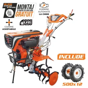 Motosapă RURIS 1001KSD Start - 11 CP, lățime 125 cm + roți cauciuc 5.00-12