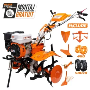 Motosapă RURIS 731 ACC1 - 8,5 CP, lățime 83 cm + roți cauciuc 5.00-8 + rariță