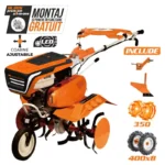 Motosapă RURIS 7500 ACC4 - 7 CP, lățime 83 cm + roți cauciuc 4.00-8 + plug