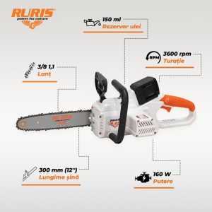 Electroferastrau pe acumulator Ruris 2844E, sina 30 cm